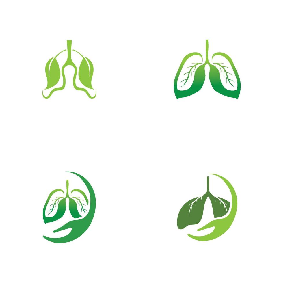 Plantilla de diseño de ilustración de logotipo de vector de pulmones verdes, este logotipo con hoja.