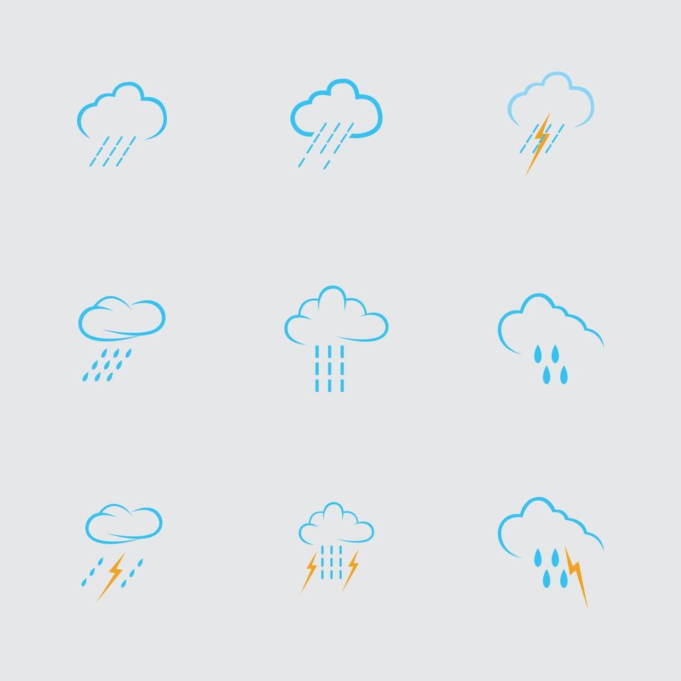 Conjunto de diseño de ilustración de vector de logotipo de icono de gotas de lluvia