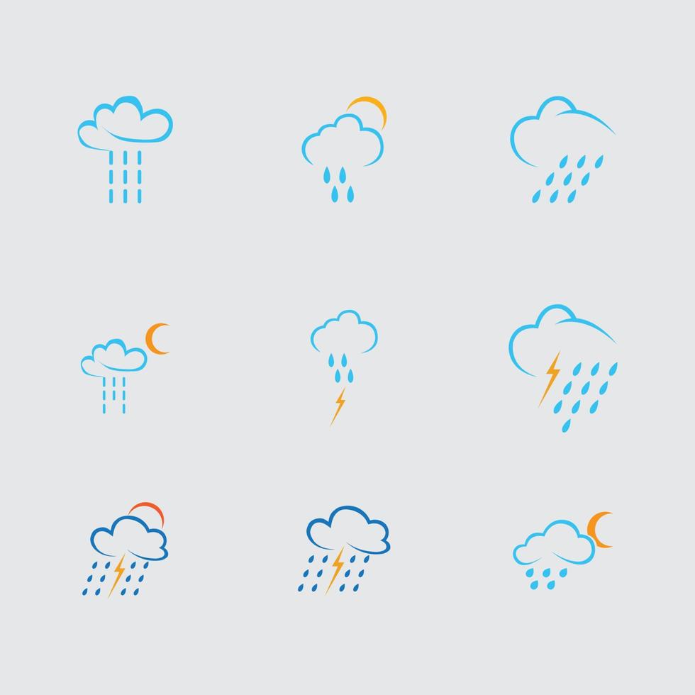 Conjunto de diseño de ilustración de vector de logotipo de icono de gotas de lluvia