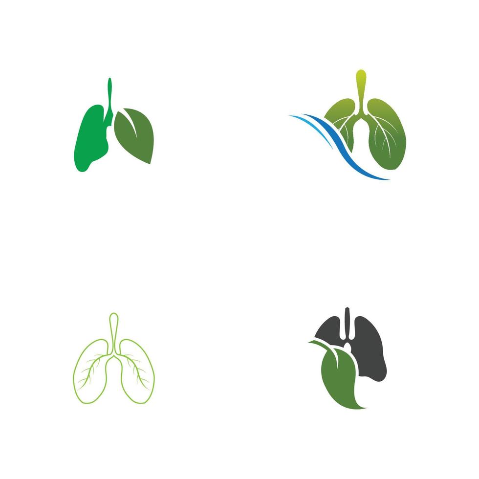 Plantilla de diseño de ilustración de logotipo de vector de pulmones verdes, este logotipo con hoja.