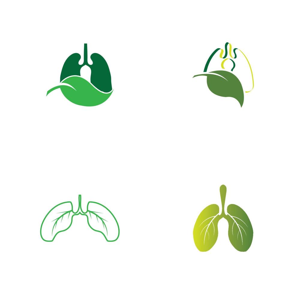 Plantilla de diseño de ilustración de logotipo de vector de pulmones verdes, este logotipo con hoja.