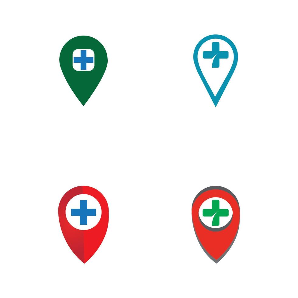 map pointer icon with cross hospital symbol position vector