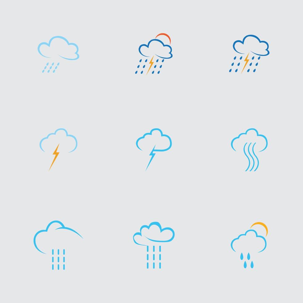 Conjunto de diseño de ilustración de vector de logotipo de icono de gotas de lluvia