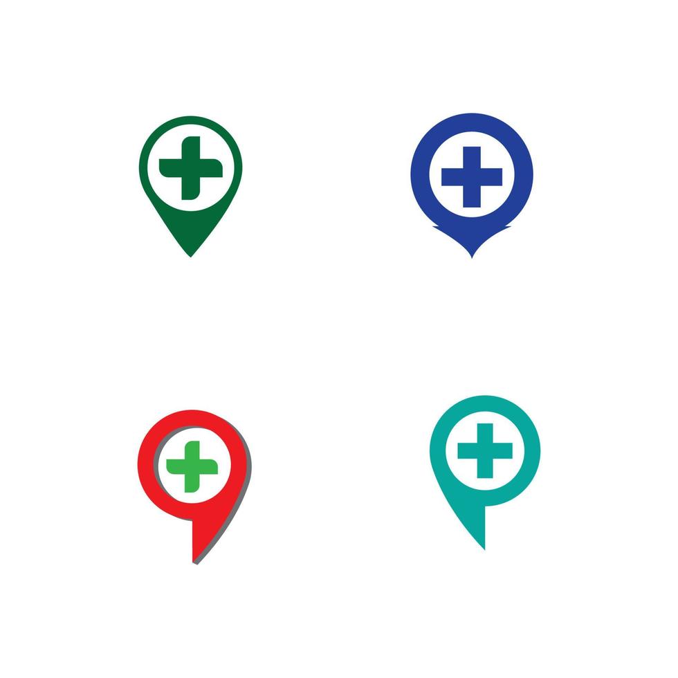 map pointer icon with cross hospital symbol position vector