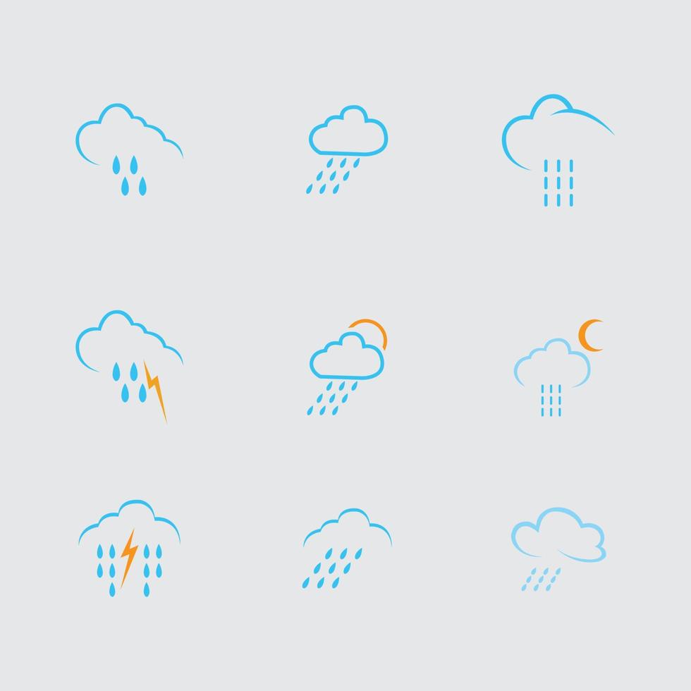 Conjunto de diseño de ilustración de vector de logotipo de icono de gotas de lluvia