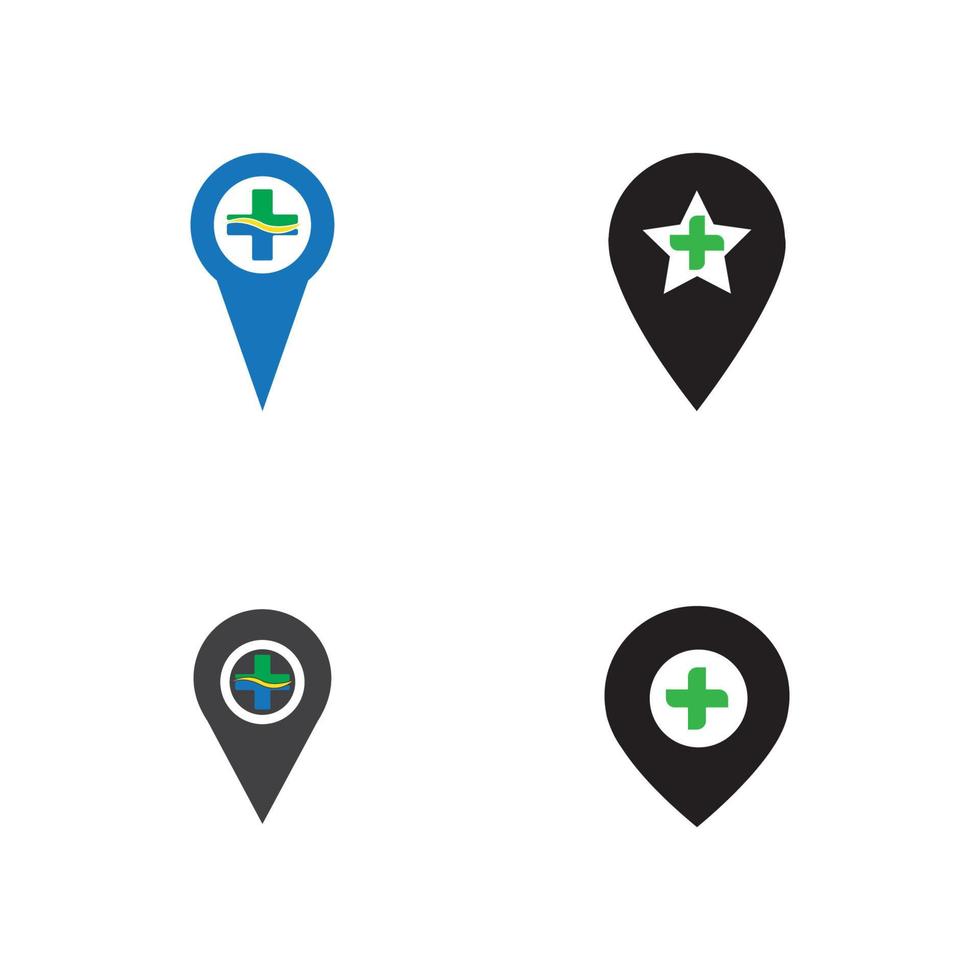 map pointer icon with cross hospital symbol position vector