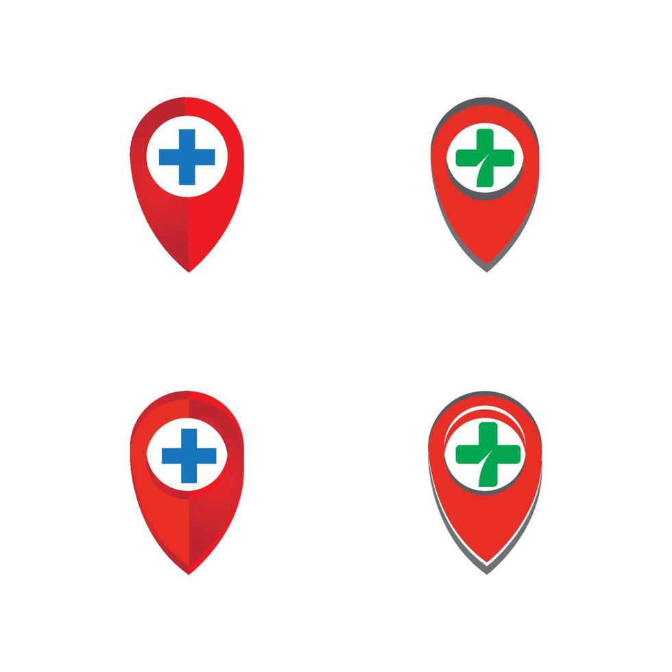 map pointer icon with cross hospital symbol position vector