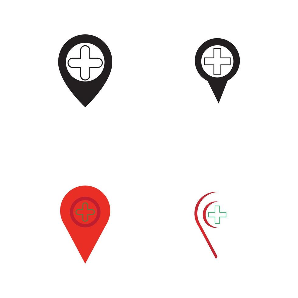 map pointer icon with cross hospital symbol position vector