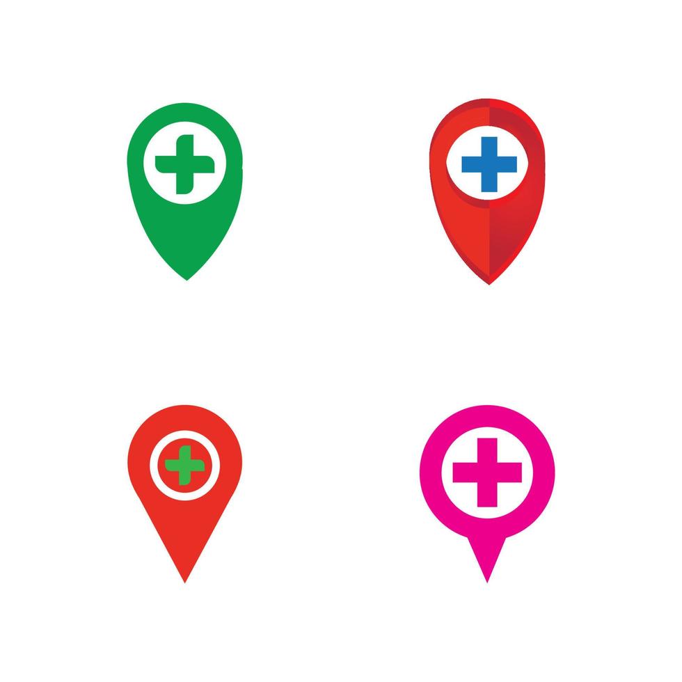 map pointer icon with cross hospital symbol position vector