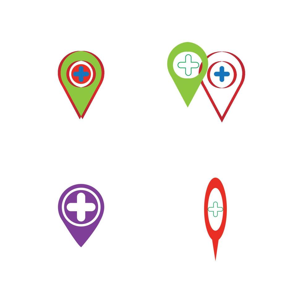 map pointer icon with cross hospital symbol position vector