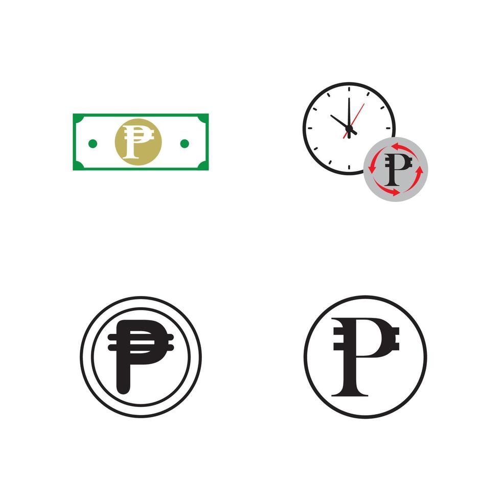 Filipinas símbolo de moneda bancaria, icono de vector de peso