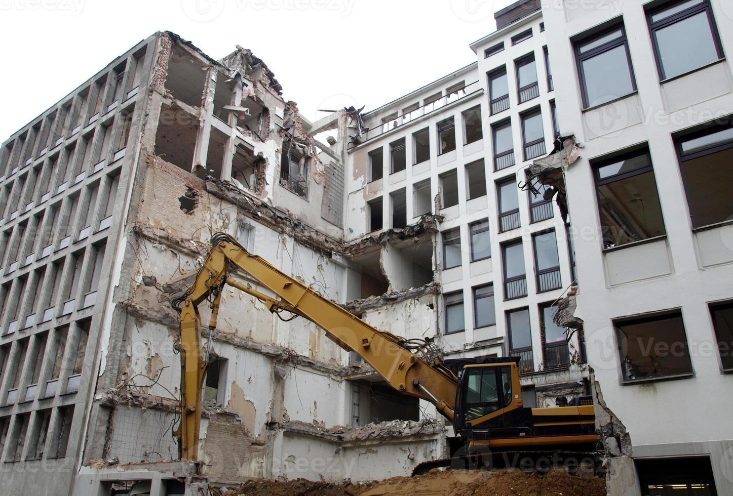 Demolished house debris photo