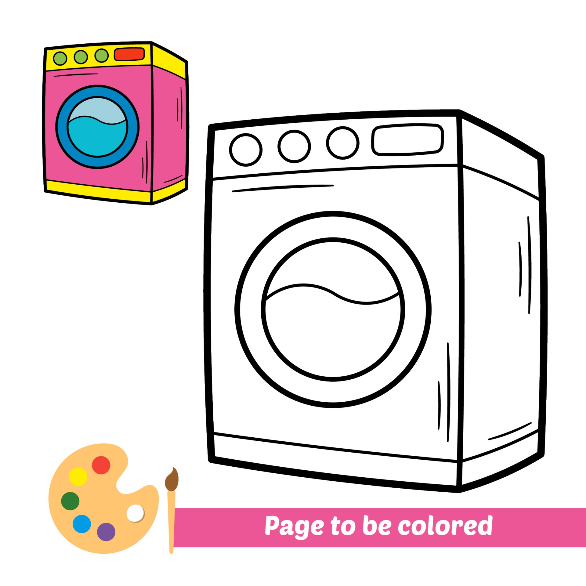 libro para colorear para niños, vector lavadora Vector en Vecteezy
