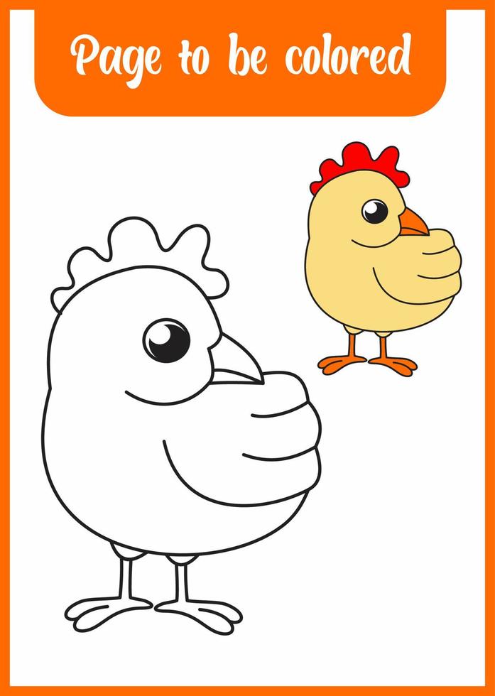 coloring book for kid. coloring cute chicken. vector