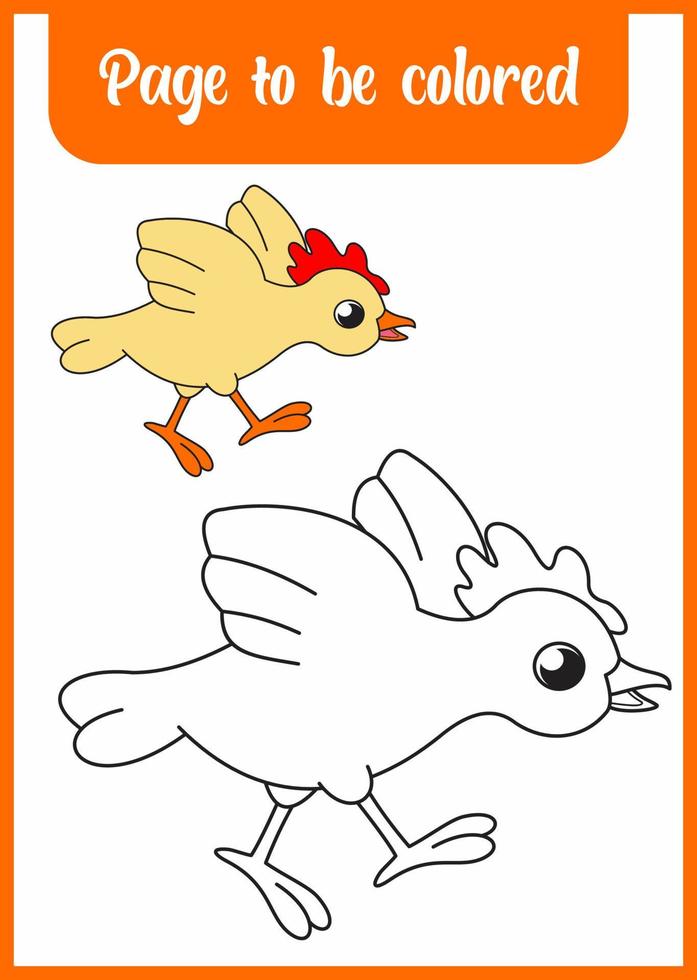 coloring book for kid. coloring cute chicken. vector