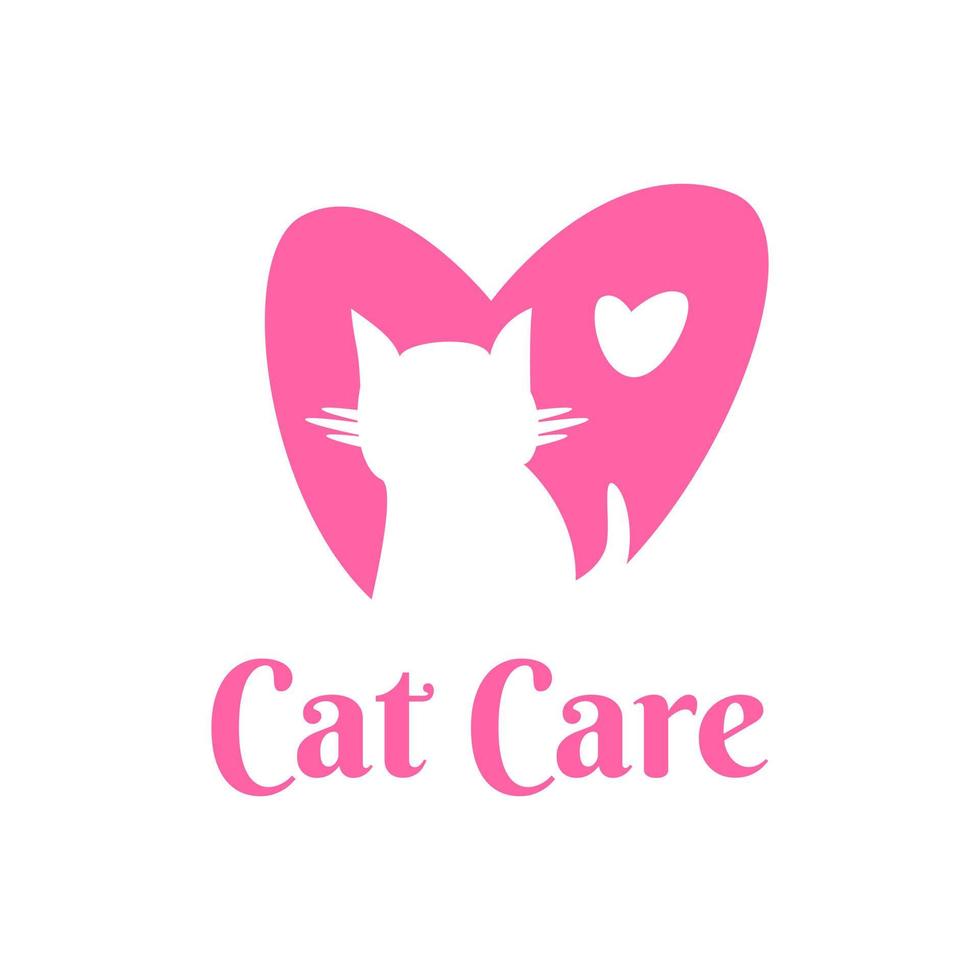 Cat care, pink cat, cat lover vector