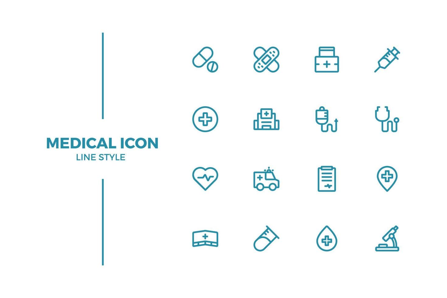 Medical, medicine, hospital icon set in line style vector