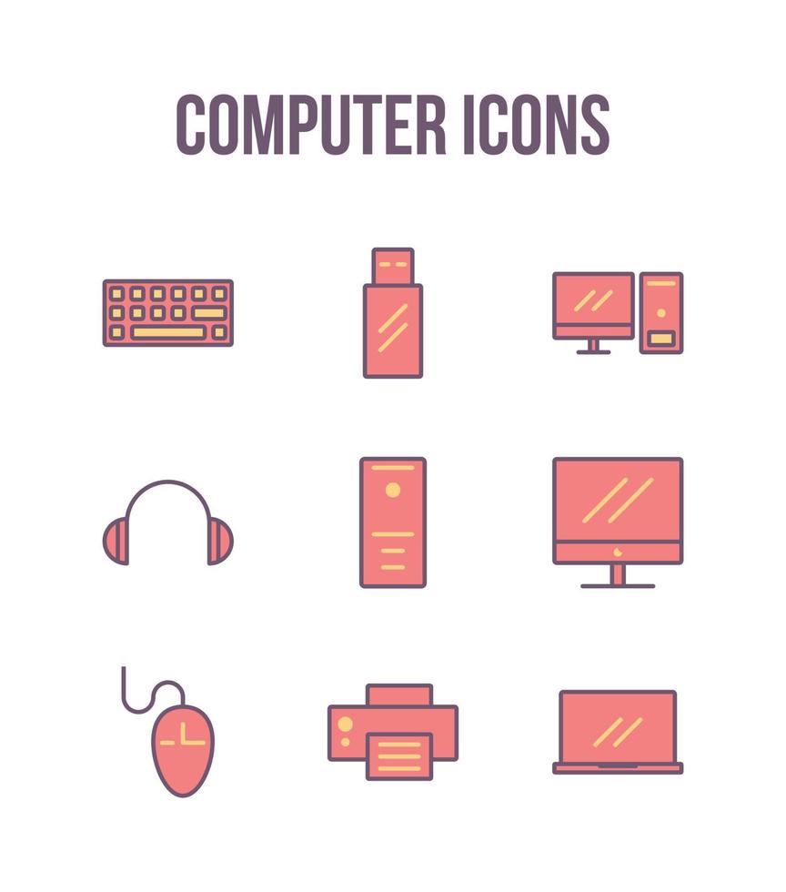 conjunto de iconos de computadora vector