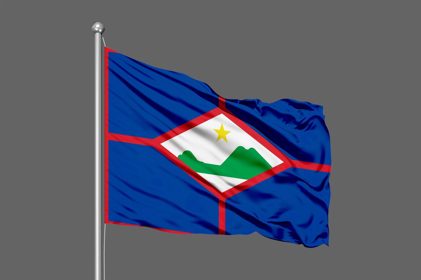 Sint Eustatius Waving Flag Illustration on Grey Background photo