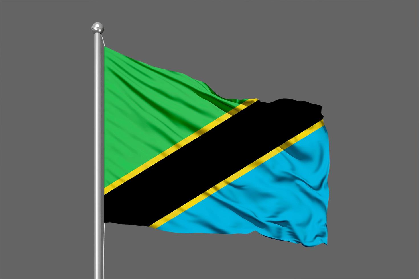 Tanzania Waving Flag Illustration on Grey Background photo
