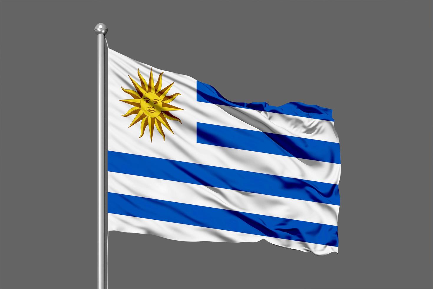 Uruguay ondeando la bandera ilustración sobre fondo gris foto