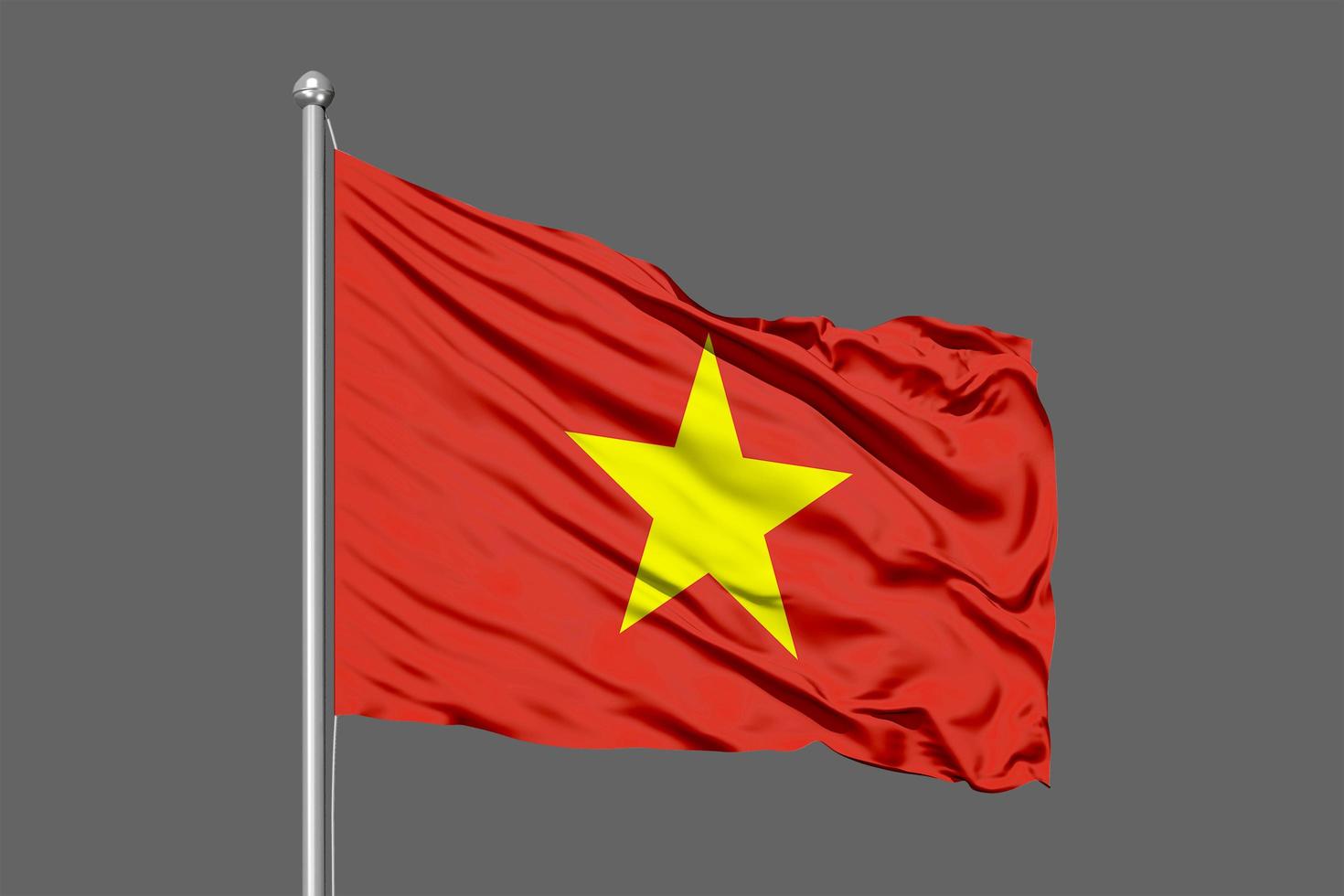 Vietnam Waving Flag Illustration on Grey Background photo