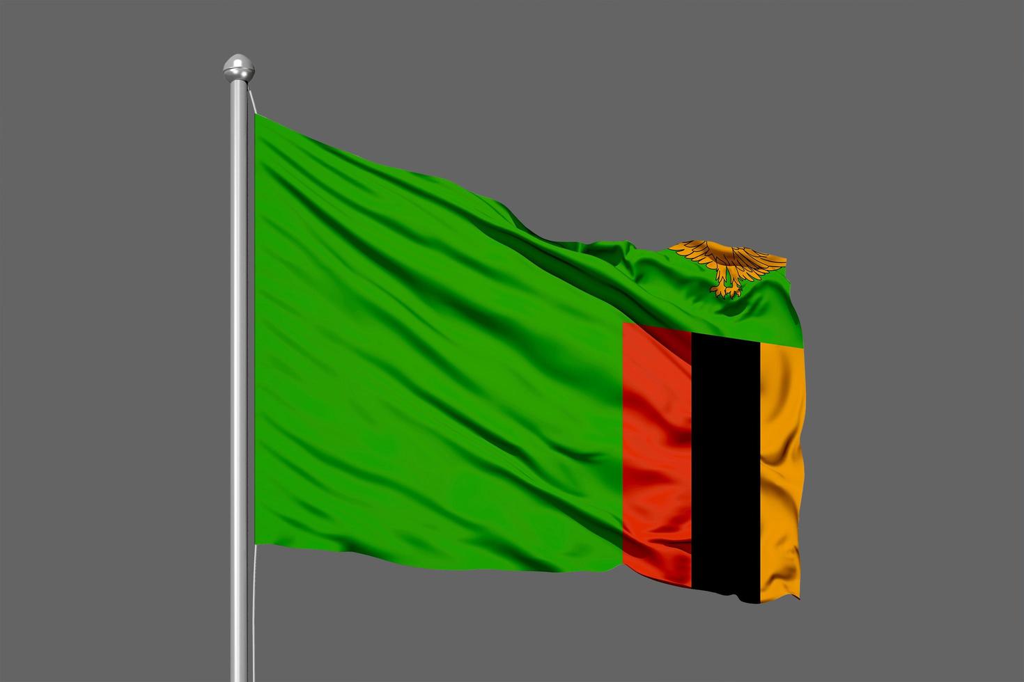 Zambia Waving Flag Illustration on Grey Background photo