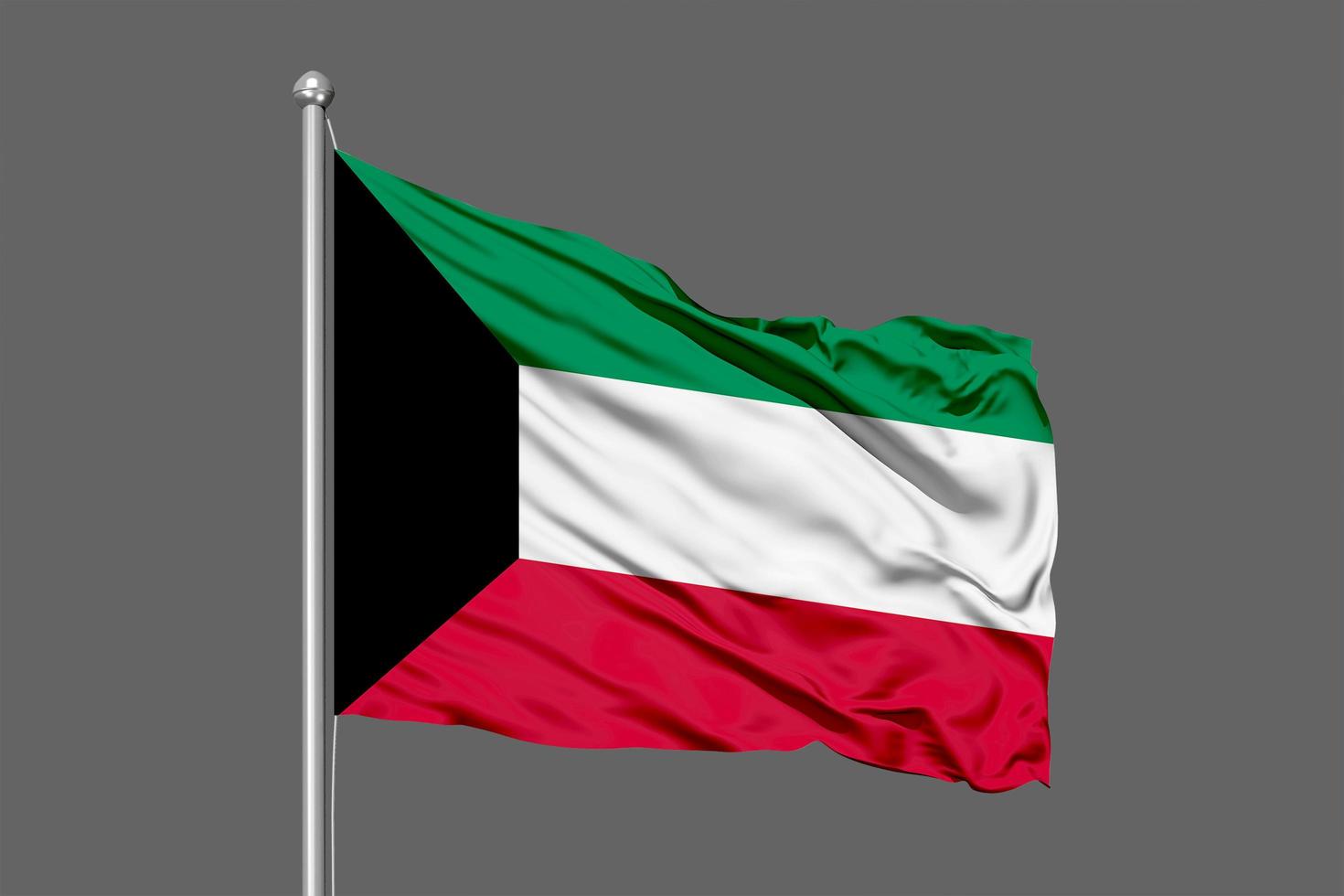 Kuwait ondeando la bandera ilustración sobre fondo gris foto