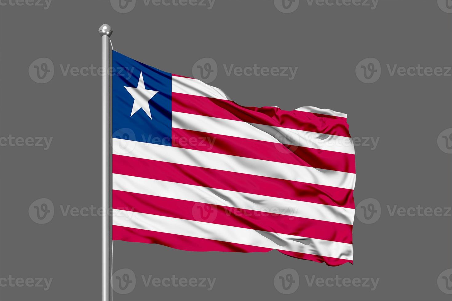 Liberia ondeando la bandera ilustración sobre fondo gris foto