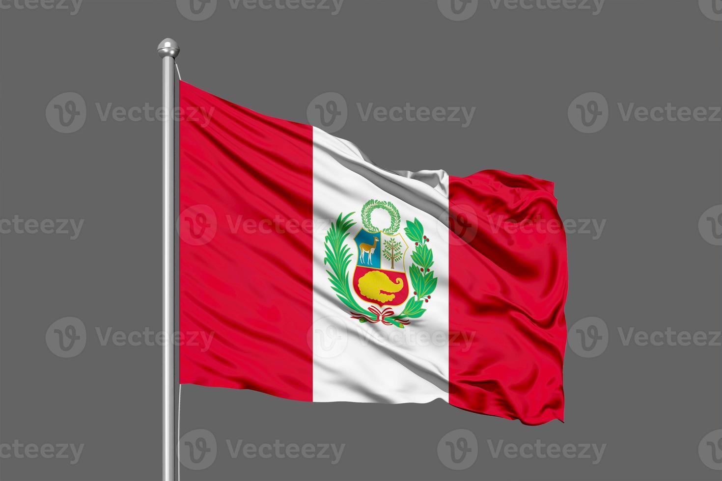 Peru Waving Flag Illustration on Grey Background photo