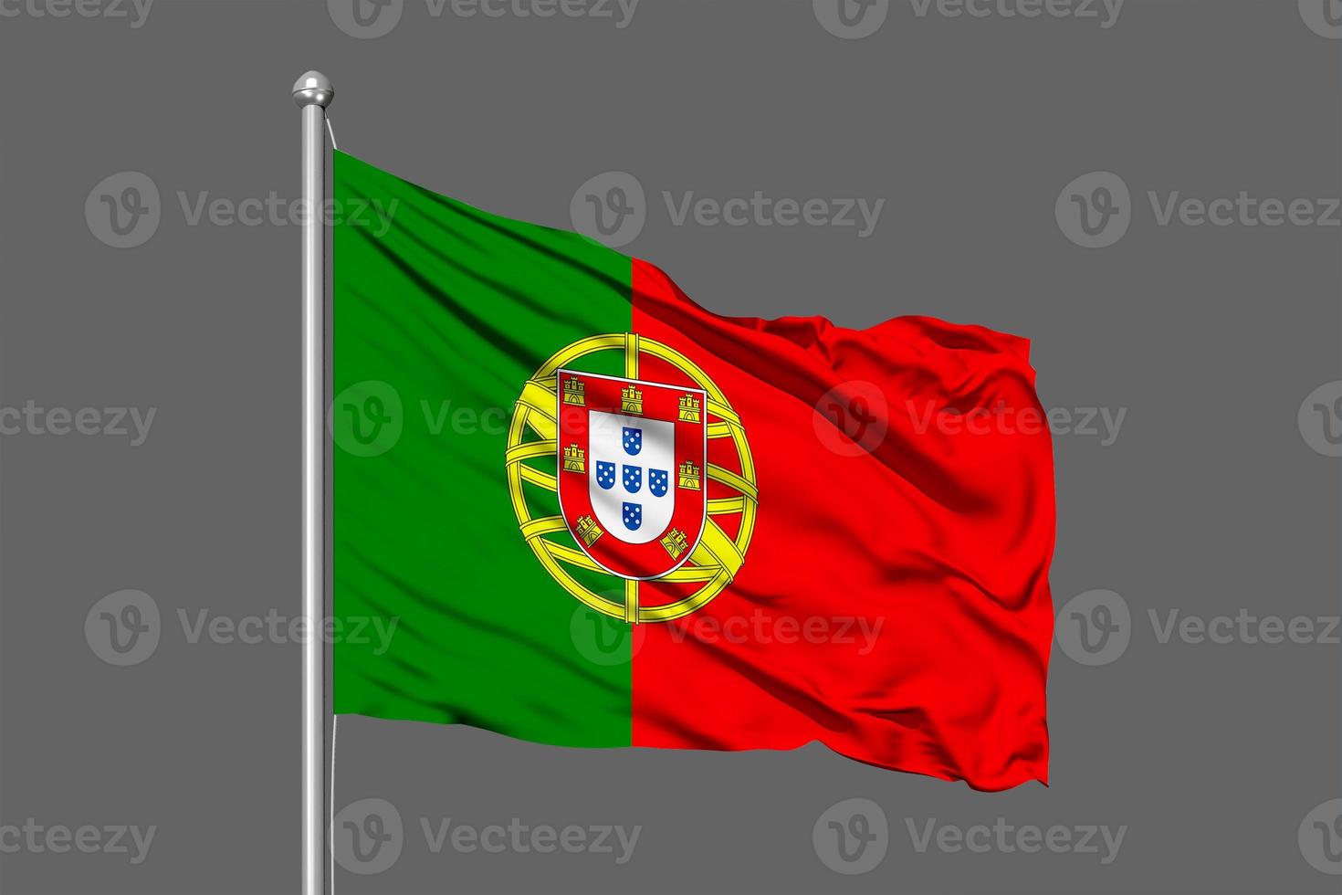 Portugal Waving Flag Illustration on Grey Background photo