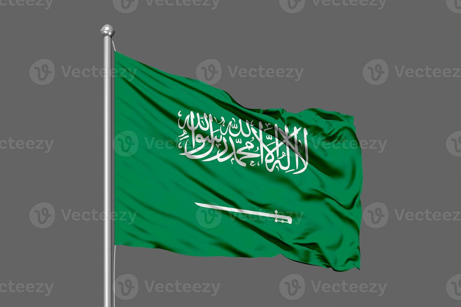 Saudi Arabia Waving Flag Illustration on Grey Background photo