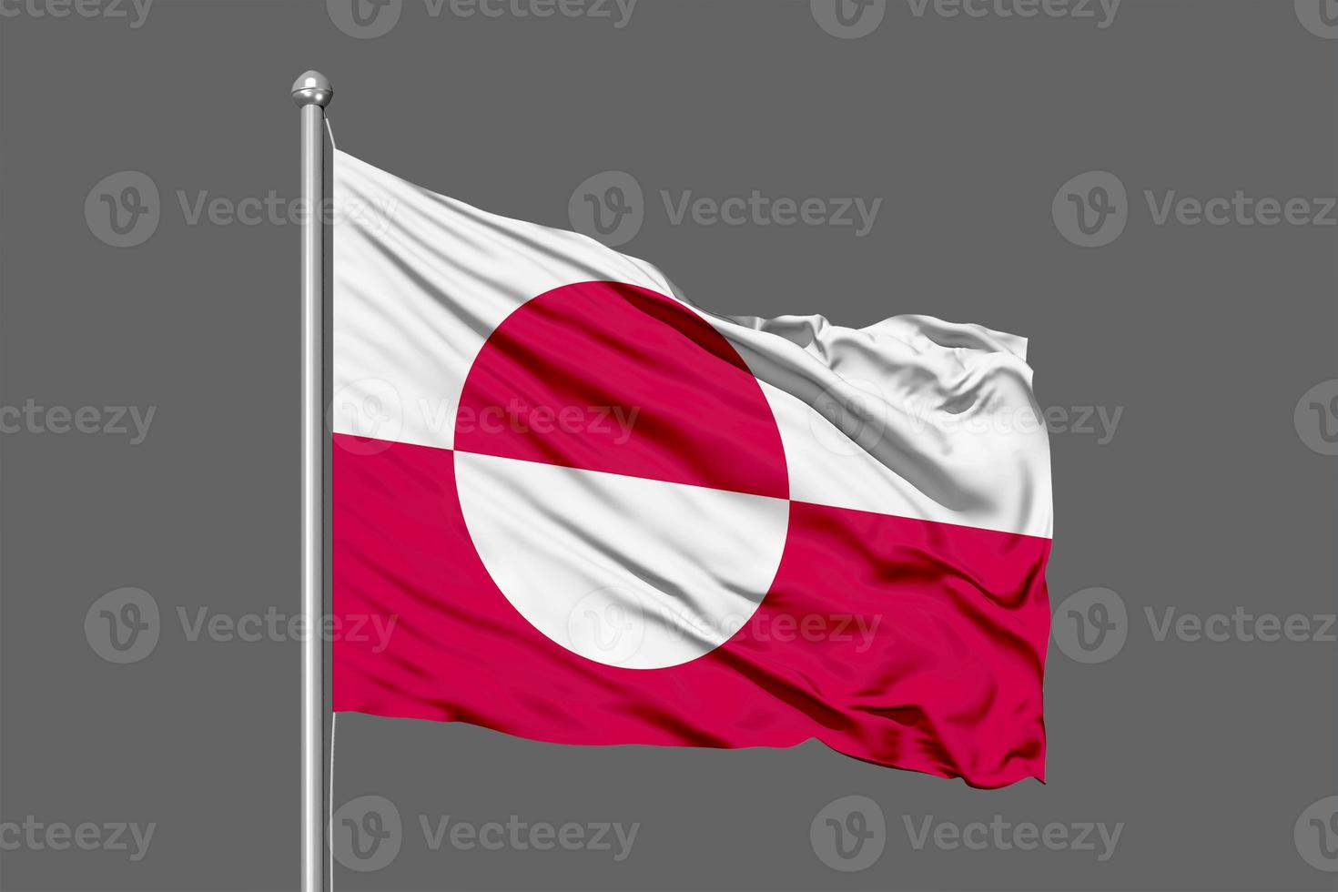 Greenland Waving Flag Illustration on Grey Background photo