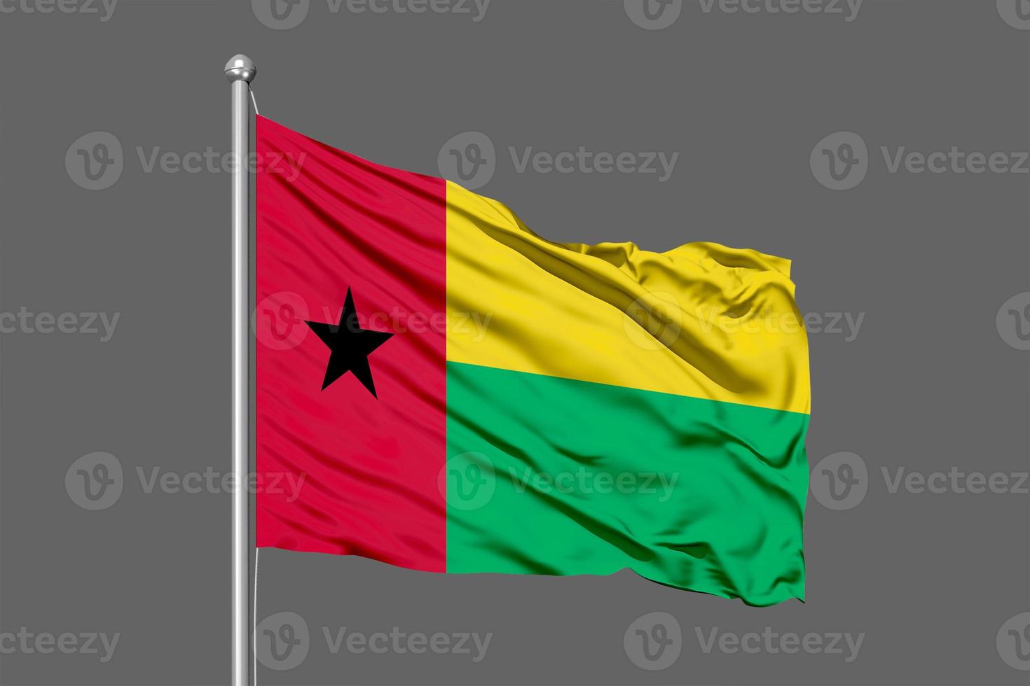 Guinea Bissau Waving Flag Illustration on Grey Background photo