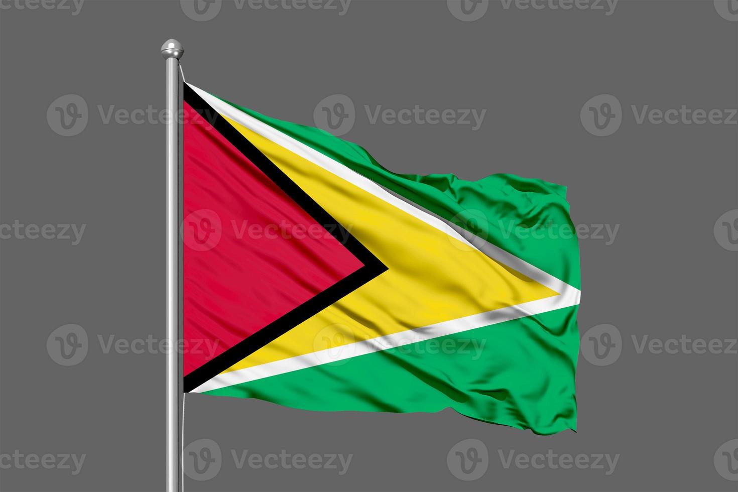 Guyana Waving Flag Illustration on Grey Background photo