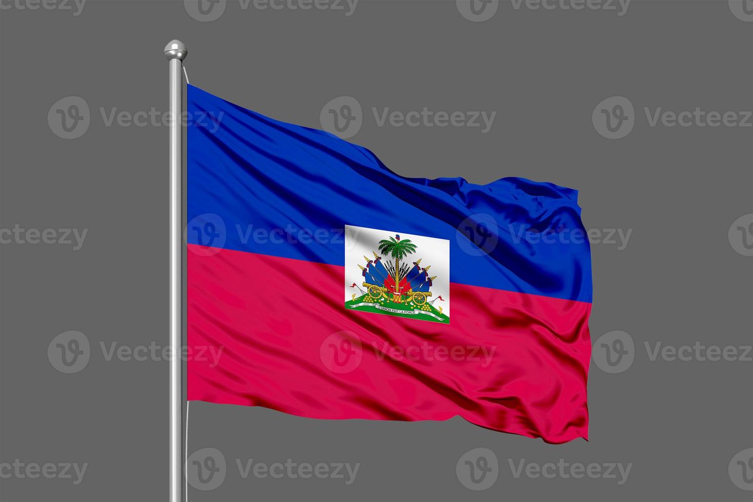 Haiti Waving Flag Illustration on Grey Background photo