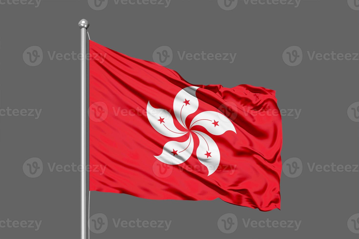 Hong Kong ondeando la bandera ilustración sobre fondo gris foto