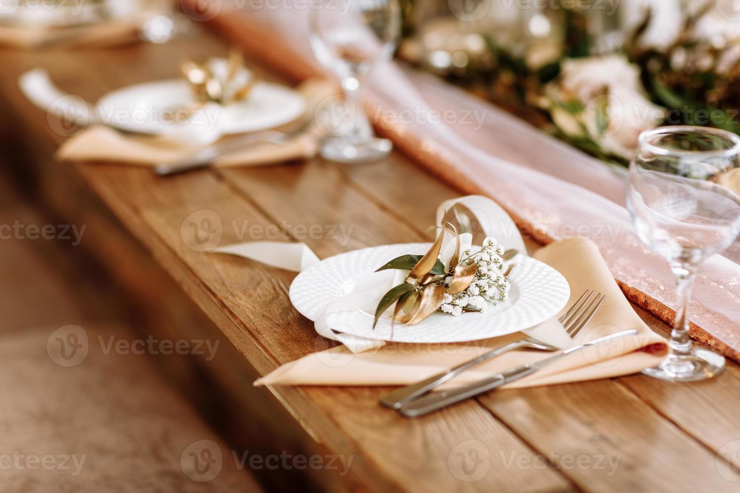 professional table setting. selective focus. decorated table. photo