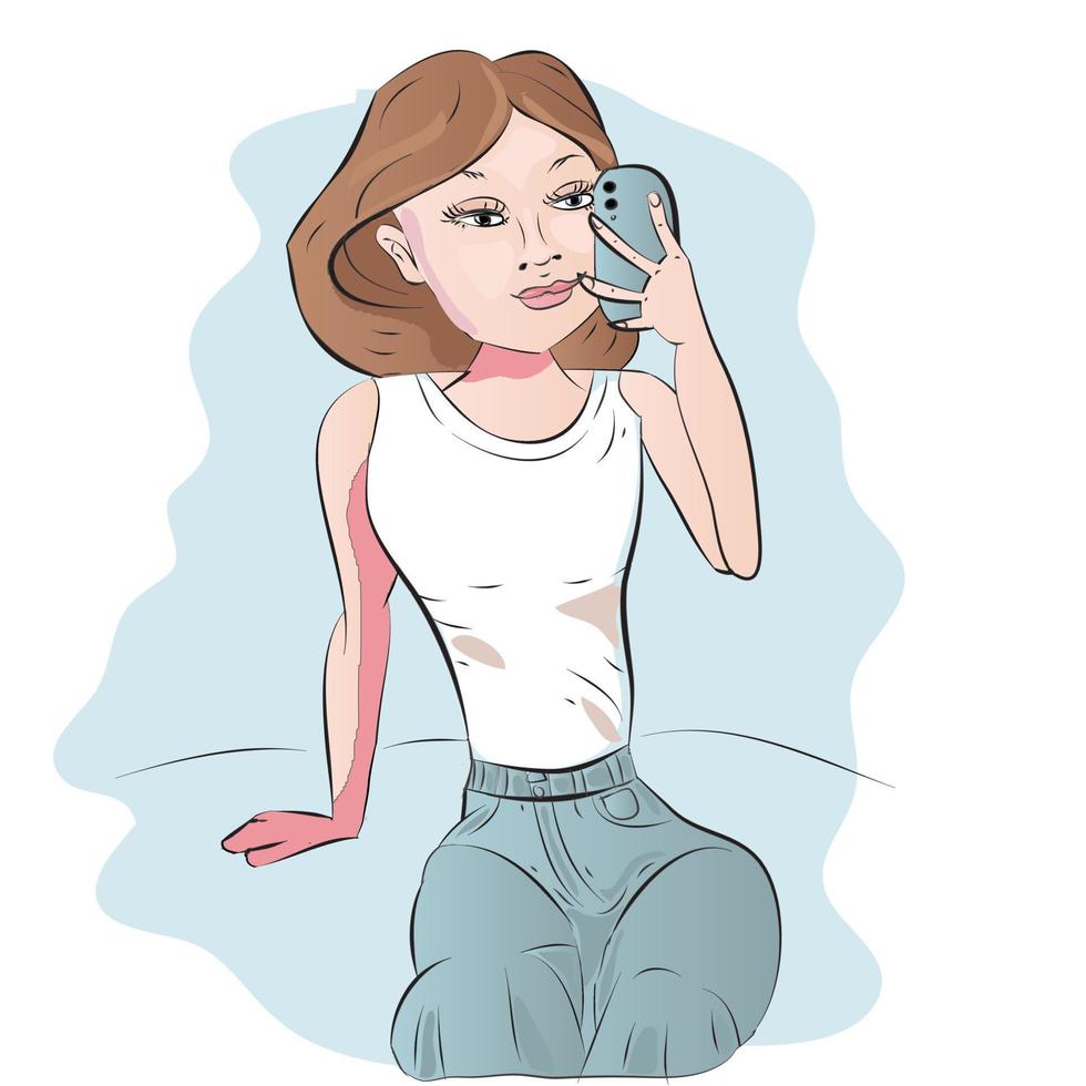 Girl Selfie Illustration vector
