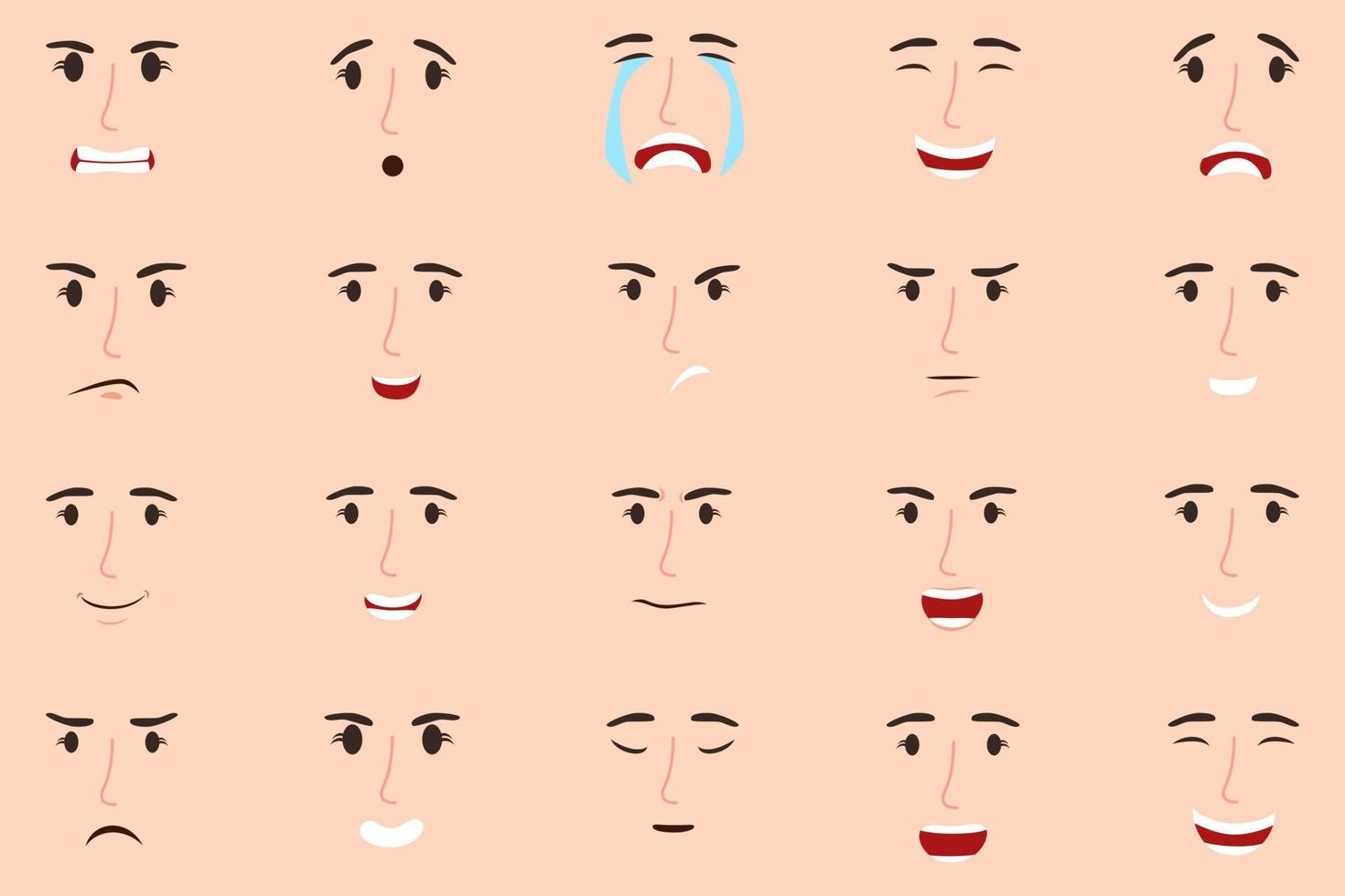 Cute character face creation kit with eye nose mouth with different facial expression and emotion vector