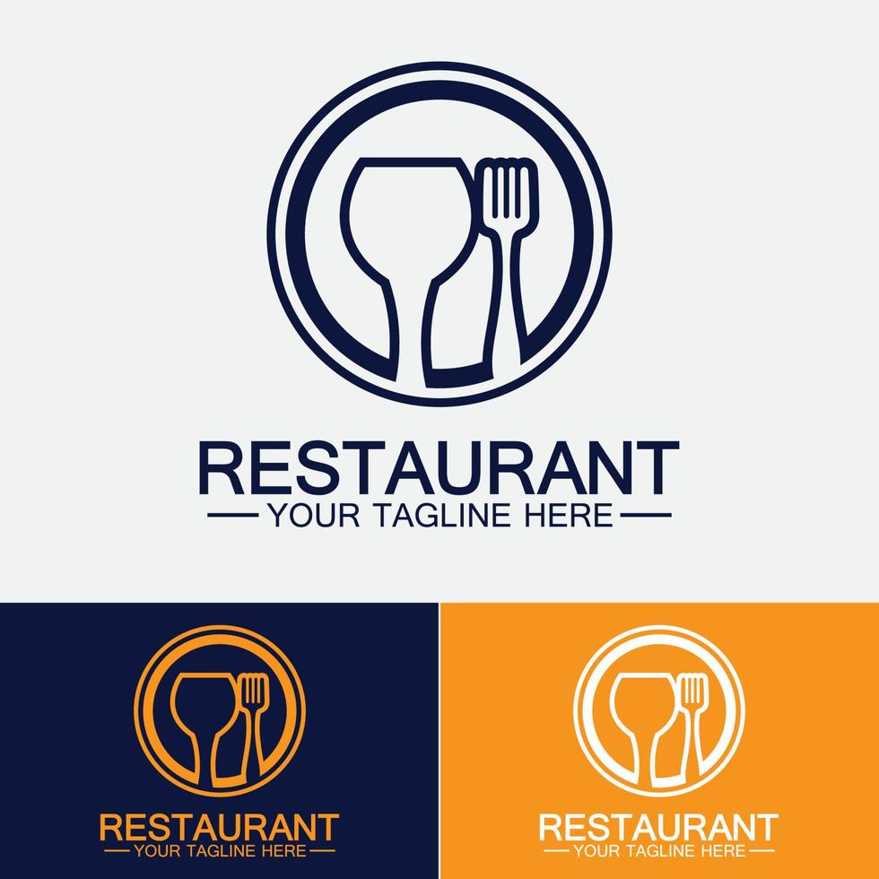 Restaurant logo with spoon and fork icon,menu design food drink concept for cafe restaurant vector