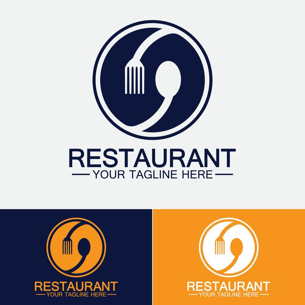 Restaurant logo with spoon and fork icon,menu design food drink concept for cafe restaurant vector