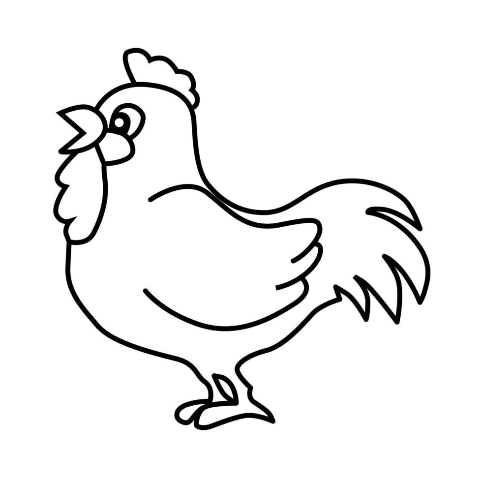 Cute chiken with black color, good for kids coloring book. vector