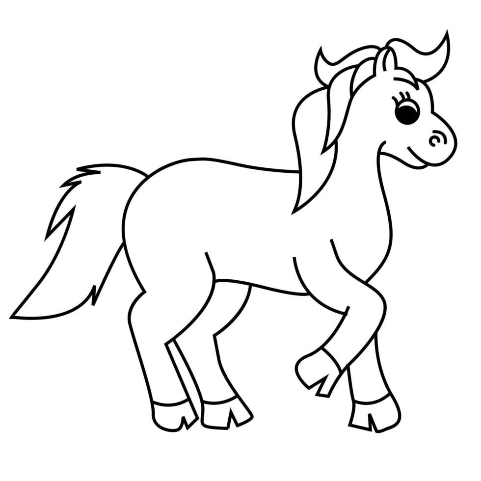 Cute Pony, Horse Vector,good for kids coloring book. vector