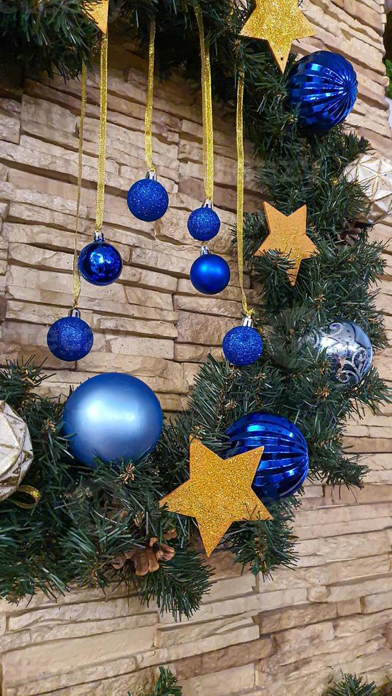Merry Christmas postcard, frame, banner. New Year. New Year's gifts, holiday items in the photo. New Year theme. photo