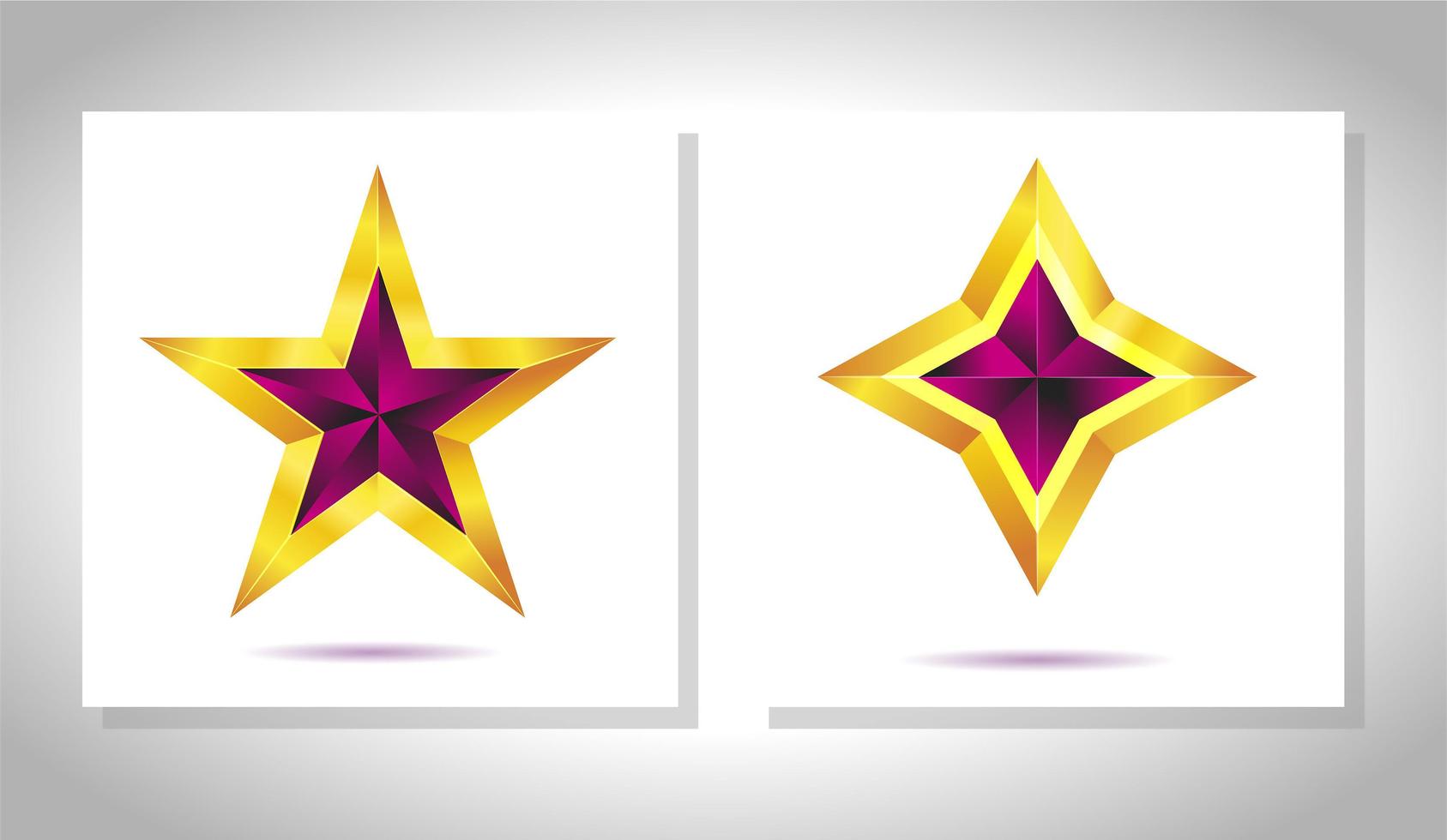 vector conjunto de estrellas doradas metálicas realistas aisladas sobre fondo blanco. Icono de estrella trofeo 3d amarillo brillante de Navidad. símbolo de liderazgo.