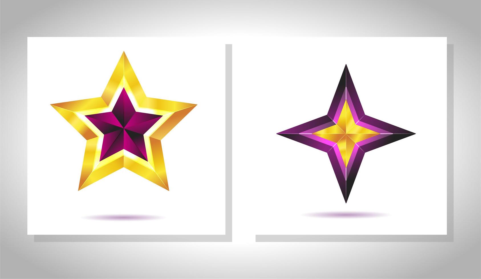 vector conjunto de estrellas doradas metálicas realistas aisladas sobre fondo blanco. Icono de estrella trofeo 3d amarillo brillante de Navidad. símbolo de liderazgo.