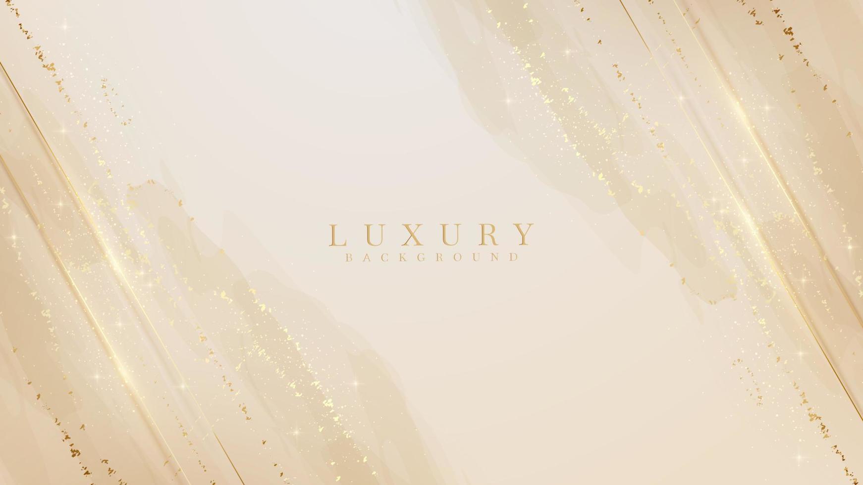 Luxury background with gold lines and glitter light effects on watercolor style texture. vector