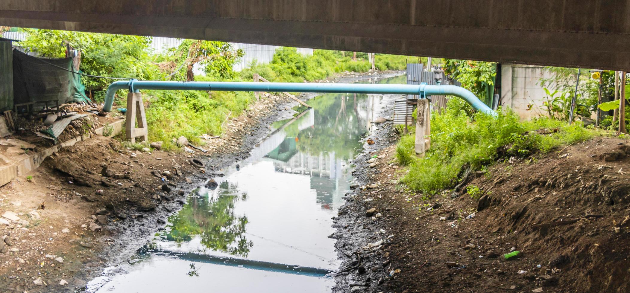 Unsightly run down poor dirty old areas in Bangkok Thailand. photo