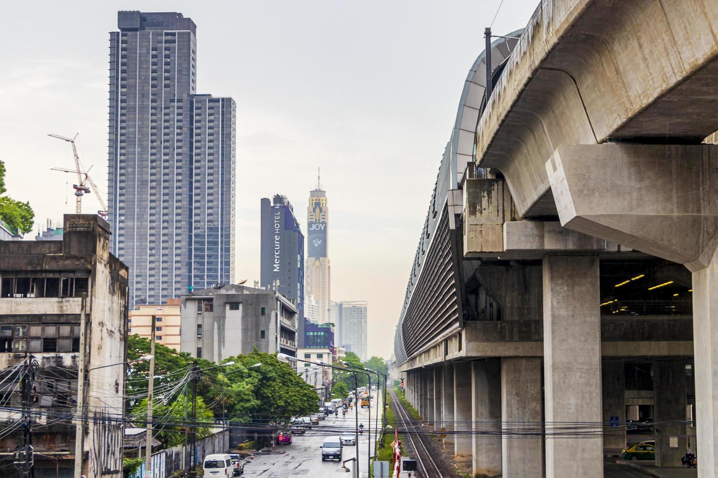 Bangkok Thailand 22. May 2018 Cityscape traffic and rain at Makkasan station in Bangkok Thailand. photo